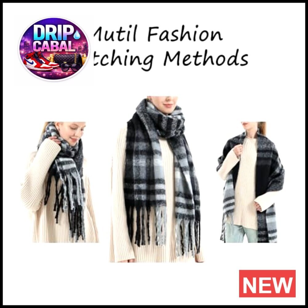 Vintage Plaid Cashmere Feel Shawl Oversized Warm Winter Scarf Elegant - Picture 6 of 7